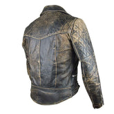 Herren Motorradjacke aus echtem Rindsleder im Used-Look, braun, Brando